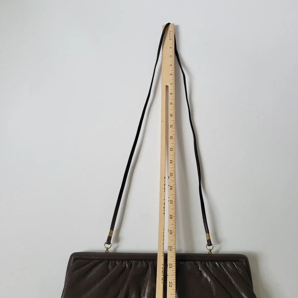 Vintage Leather Clutch Purse Shoulder Bag Brown Dark Academia Quiet Luxury Retro
